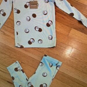 Kids Light Blue Polka Dot Pajama Set - Brown Accent